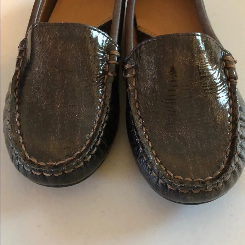 Venettini Kids Brown Metallic Leather Moccasins